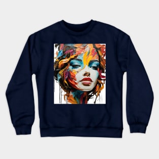 Oil Painted Girl's Face Crewneck Sweatshirt